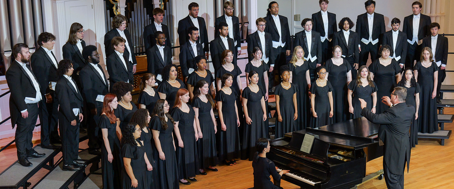 chorus singing during performance inside