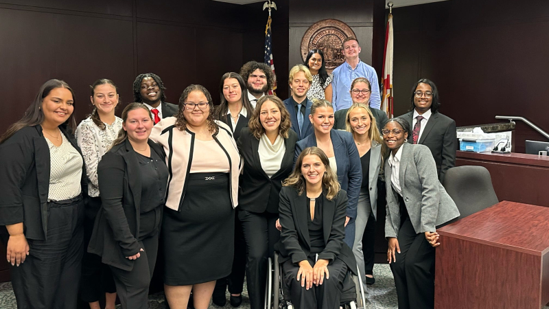 group picture of students from mock trial team