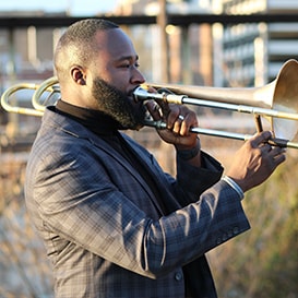 professor playing trumpet